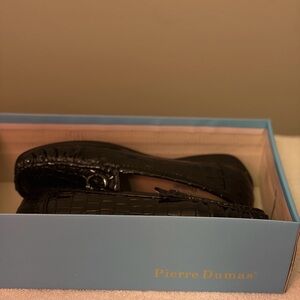 Pierre Dumas Croc-Embossed Black Flats